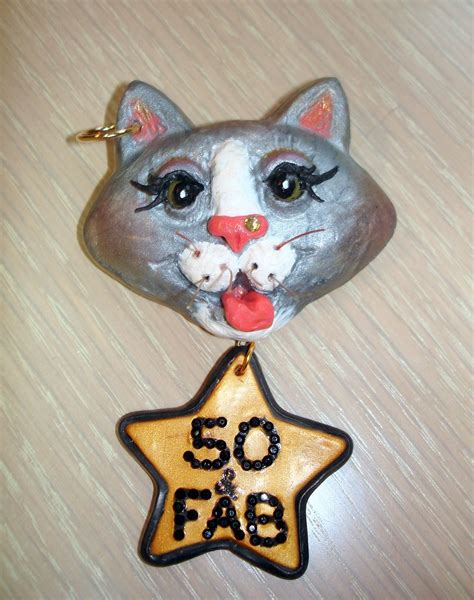 Cat Face Pin A T For A Friend On Her 50th Birthday Clay Design