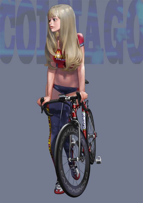 Safebooru 1girl Bicycle Bike Jersey Bikini Bottom Black Legwear Blonde Hair Brown Eyes Highres