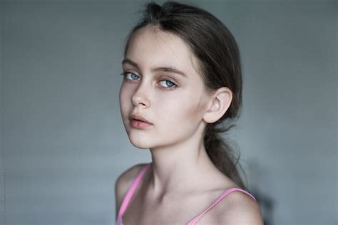 Portrait Of A Beautiful Young Girl Close Up By Andrei Aleshyn