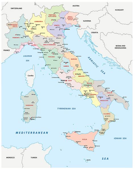 Physical Map Of Europe Italian Peninsula
