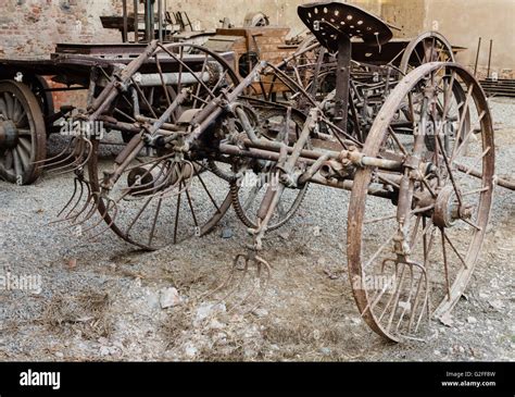 Old Farm Machine Used On Farms In The Countryside And The Farms To