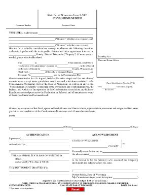 State Bar Of Wisconsin Form 8 CONDOMINIUM DEED Fill Out And Sign