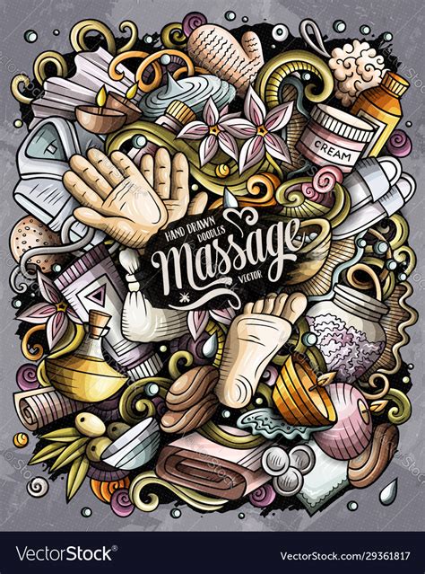 Massage Hand Drawn Doodles Royalty Free Vector Image