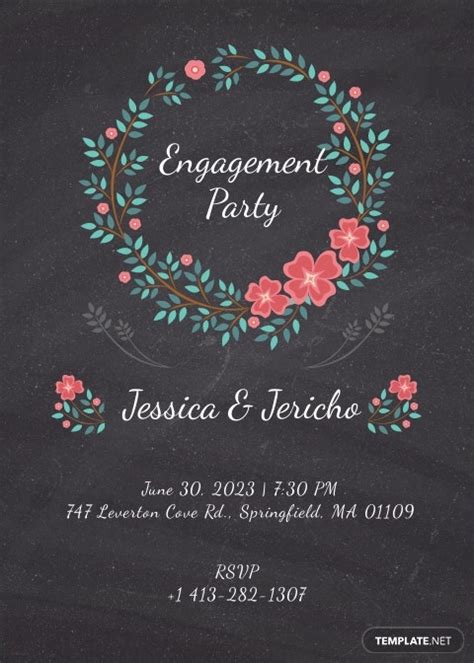 engagement invitation card template   word  psd