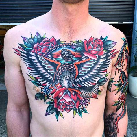 Outline Of American Traditional Chest Piece Done By Jason Fancher At Hot Sex Picture