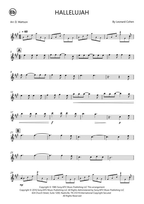 Hallelujah By Leonard Cohen Alto Saxophone Digital Sheet Music Sheet Music Plus