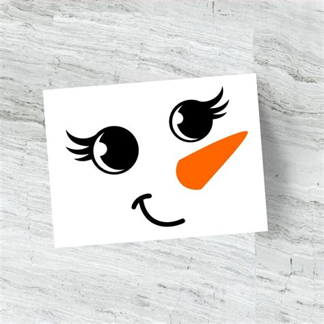 Snowman Decal Snowgirl Face Decal Winter Decals Cute Etsy