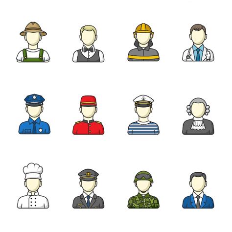 Premium Vector Mens Icons Set Of Different Male Professions