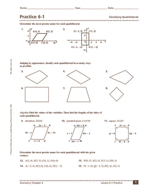 For these types of quadrilaterals, they must have one special property. Classify Quadrilaterals Worksheets Reviewed by Teachers