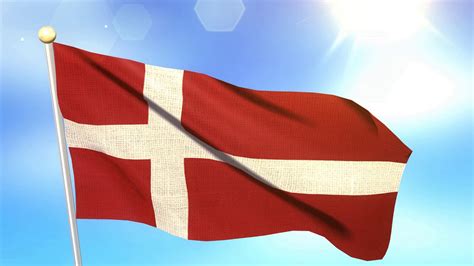 The national flag of denmark features a solid red field with a white scandinavian cross that the national flag of denmark is referred to as the dannebrog (danish flag) and is one of the oldest. Free Video Footages - National Flag of Denmark Waving ...