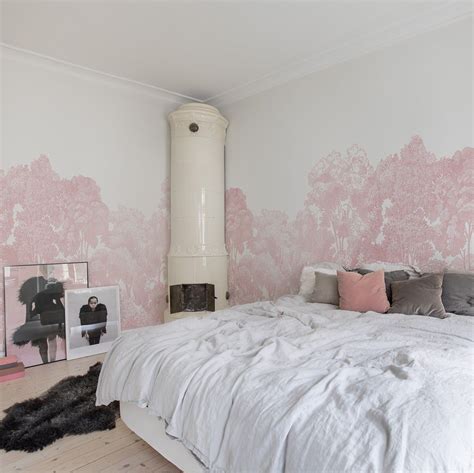 Bellewood Dusty Pink Forest Mural Wallpaper Sqm Bedroom Wall