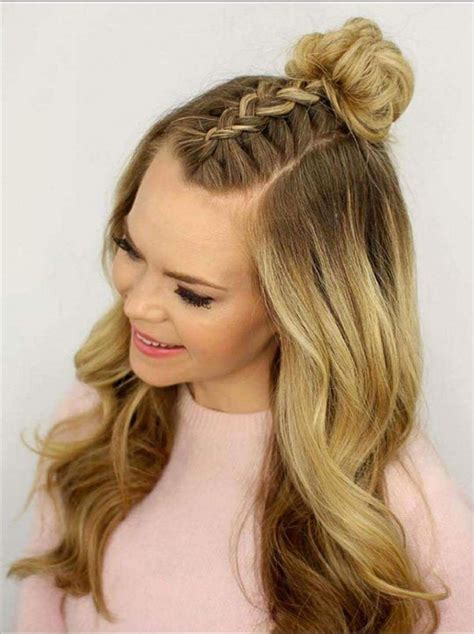 Top Dutch Braid Into Bun Half Up Hair Styles Overnight Hairstyles