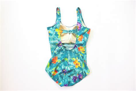Floral Bathing Suit Lands End Swimwear 90s One Piece Bright Etsy