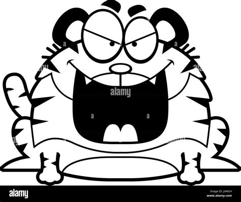 A Cartoon Illustration Of An Evil Looking Tiger Stock Vector Image