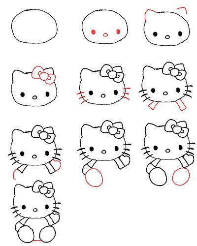 Add a line through the center of the figure. Draw Hello Kitty | Hello kitty, Drawing for kids, Easy ...