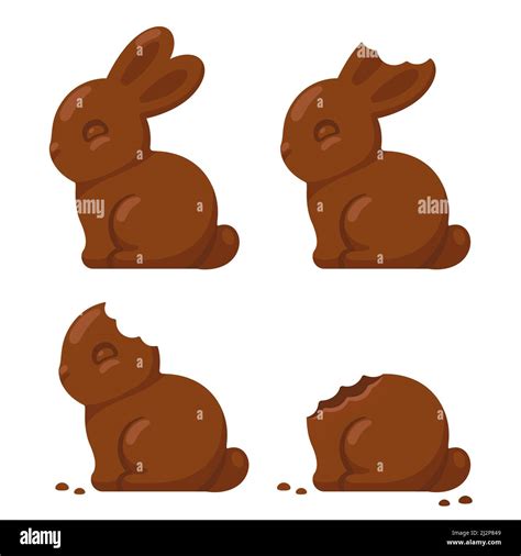 Cute Chocolate Bunny Being Eaten With A Little Bite Then Ear And Head Bitten Off Traditional