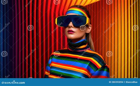 Young Female Model Posing With Trendy Fashion Outfit Picturesque Stock
