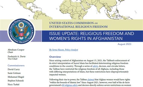 Uscirf Releases New Report On Religious Freedom And Womens Rights In Afghanistan Uscirf