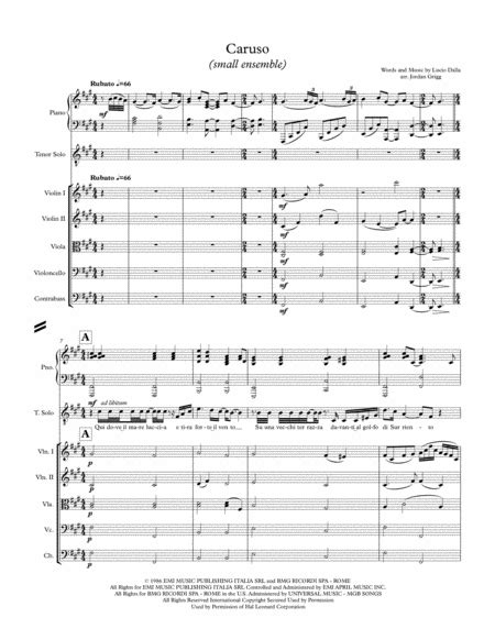 Caruso For Cello And Piano Free Music Sheet