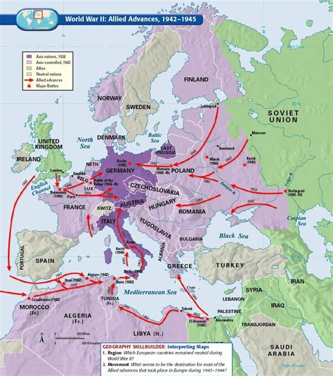 World War 2 In Europe And North Africa Map This Overview Map Shows