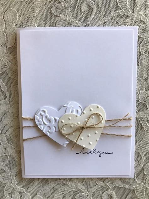 Handmade Greeting Card Simple Hearts Love Note Valentine Etsy
