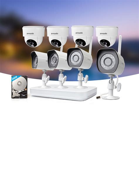 Zmodo Wireless Wifi Security System With 4 Indoor And 4 Outdoor Hd Cameras