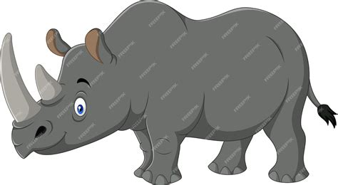 Mascota De Rinoceronte De Dibujos Animados Vector Premium