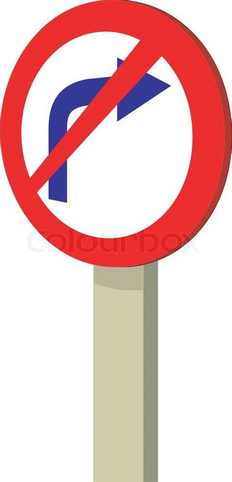 No Right Turn Traffic Road Sign Stock Vector Colourbox