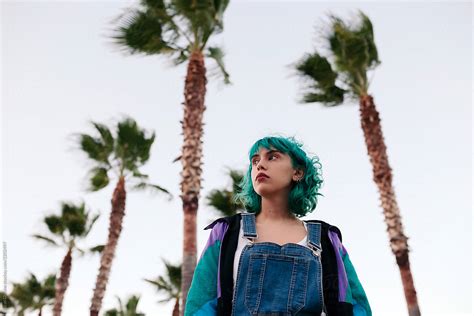 Teenager With Turquoise Hair By Stocksy Contributor Lucas Ottone
