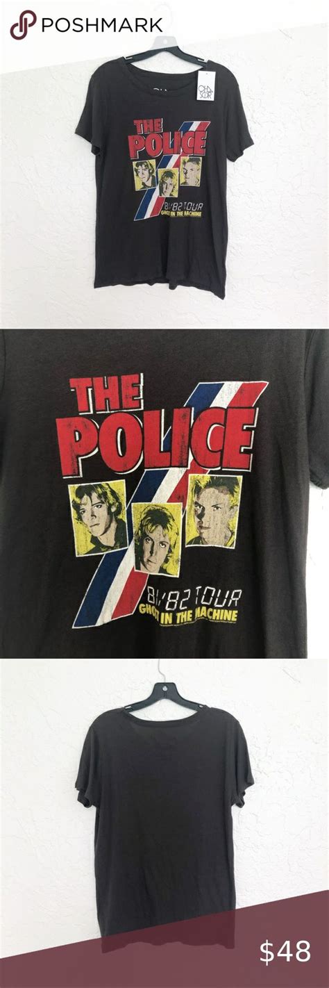 Chaser Police Black Cotton Graphic Band T Shirt Vintage Tee Shirts