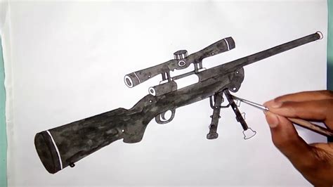 How To Draw A Sniper Rifle Step By Step Youtube