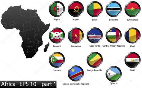 High Detailed National Flags Of African Countries Clipped In Round