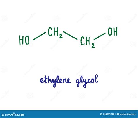 Ethylene Glycol Hand Drawn Vector Formula Chemical Structure Lettering