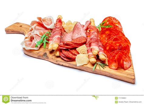 Cold Smoked Meat Plate With Pork Chops Prosciutto Salami And Bread