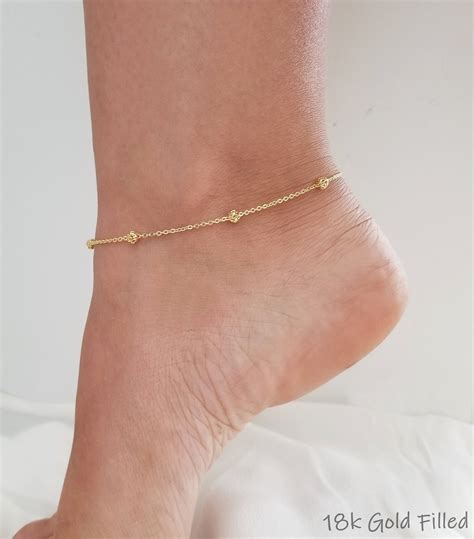 18k Gold Anklet Anklet With Chain Gold Anklet Gold Anklet Etsy