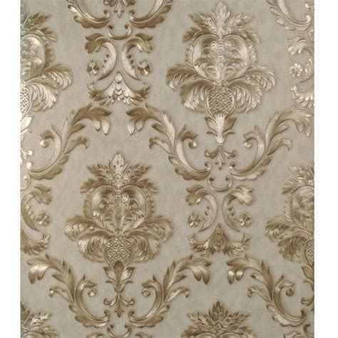Luxury Gold Damask Wallpaper Textured Embossed Vinyl Wall Covering Cla