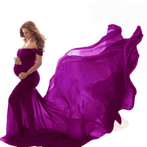 European Beauty Mercerized Cotton With Chiffon Pregnant Women Fluttering Tail Dress Long Dress