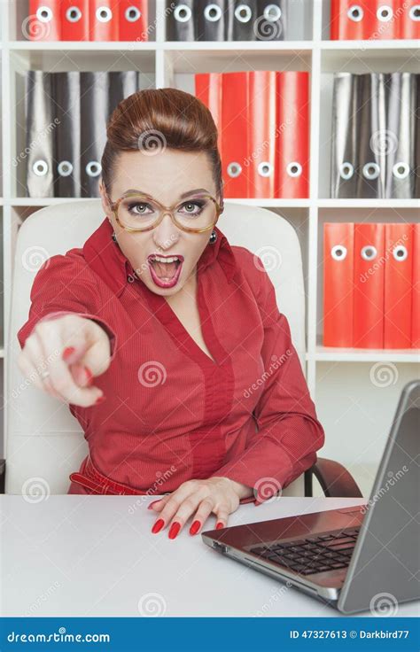 Angry Woman Boss Pointing Out Stock Photo Image 47327613