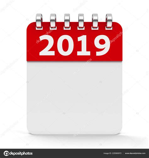 Calendar Icon Spiral 2019 Year Three Dimensional Rendering Illustration