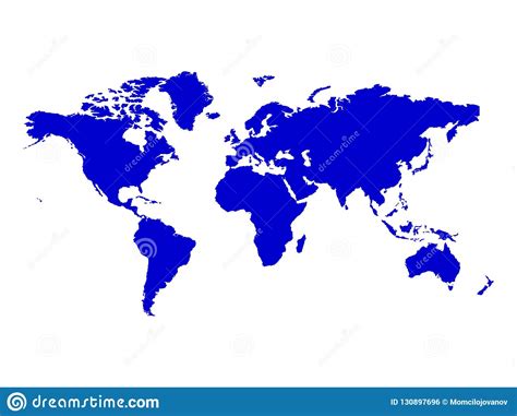 Blue World Map Stock Vector Illustration Of Globe Isolated 130897696