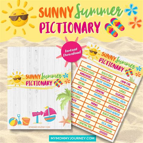 Sunny Summer Pictionary Summer Party Trivia Printable Summer Etsy