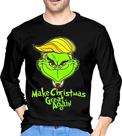 Needlove Mens Cool Trump Grinch Make Christmas Great Again Long Sleeve