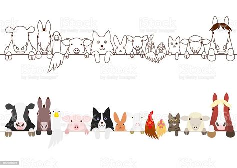 Farm Animals Border Set Stock Vector Art & More Images of Agriculture