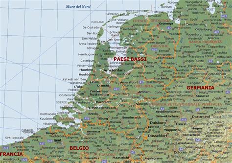 Questa mappa è disponibile in molte opzioni di stampa. olanda o paesi bassi: carta geografica mappa olandese o ...