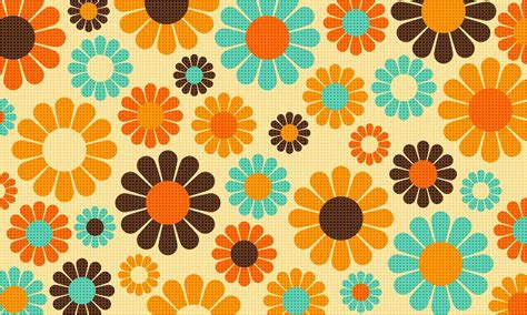 Abstract Vintage Retro Flower Pattern Wallpaper Ben Day Dots 27569681