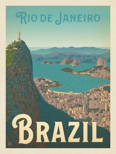 Pôster Retrô Rio De Janeiro Brazil Travel 42 Cm X 60 Cm R 55 Travel Poster Design