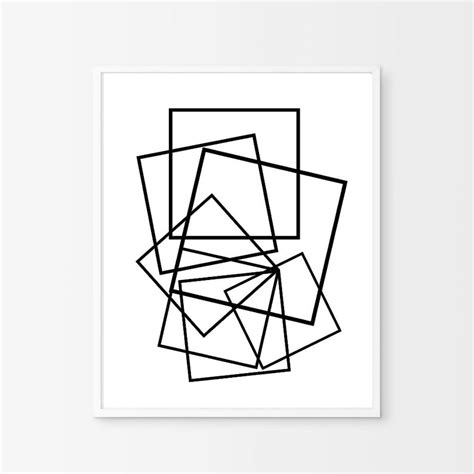 Geometric Art Print Black And White Lines Drawing Abstract Art Etsy
