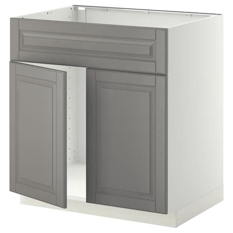 Complete each second sentence using the word given, so that it has a similar meaning to the first sentence. METOD white, Bodbyn grey, Base cabinet f sink w 2 doors ...
