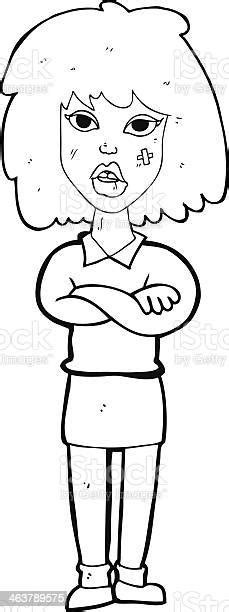 Cartoon Tough Woman With Folded Arms Stock Illustration Download