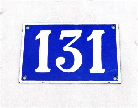 Vintage Traditional French Enamel House Number Plate Number 131 In Blue